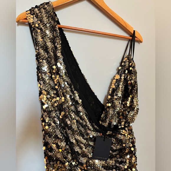 REVOLVE x Michael Costello Skye Mini Dress in Gold Star NWT Small Sequin - Picture 3 of 7